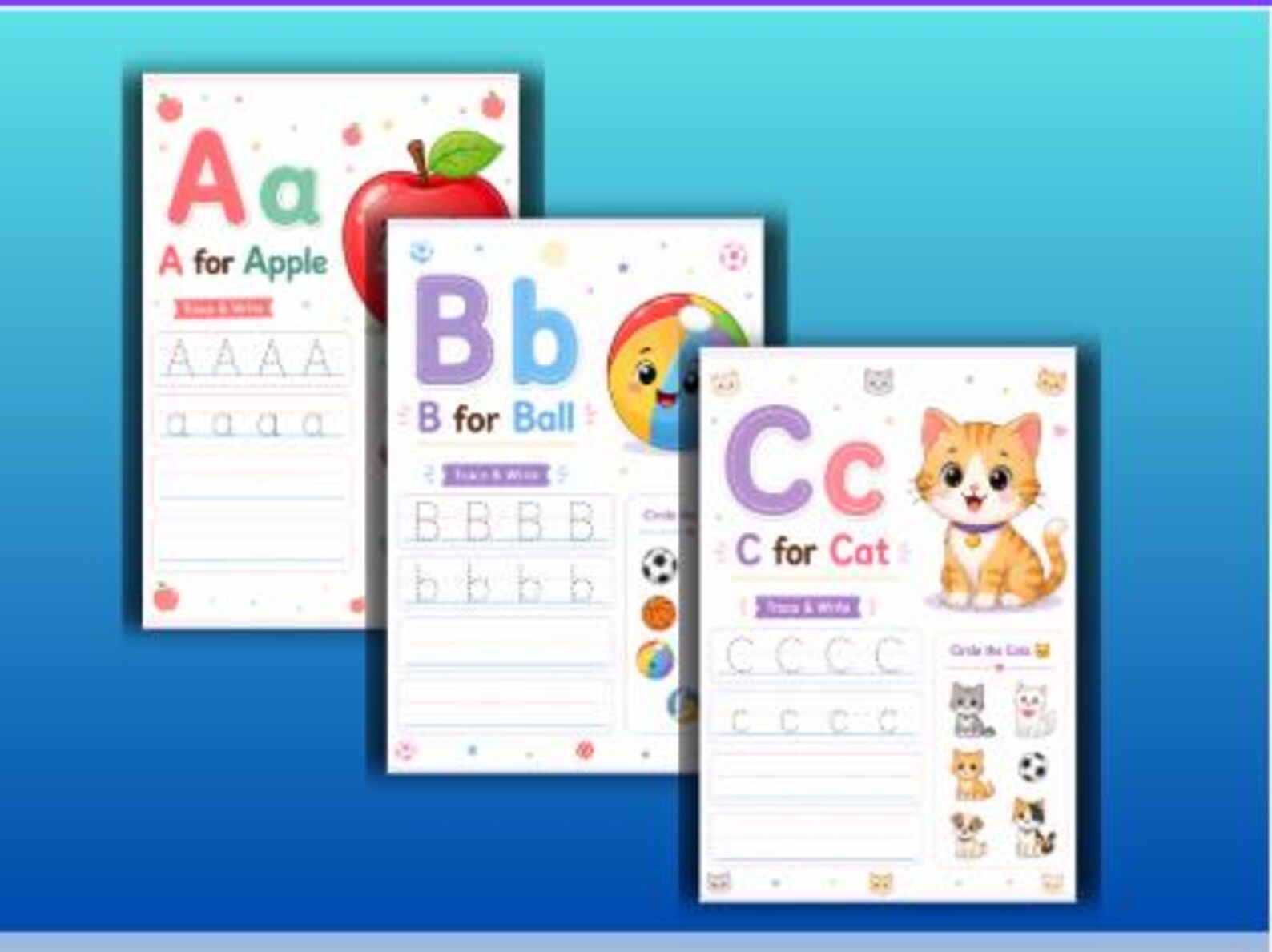 CuteLearner printable Alphabet Tracing Worksheets A–Z Printable | Preschool & Kindergarten Letter Tracing Practice | ABC Handwriting Activity for Kids | Dat It — preview 2